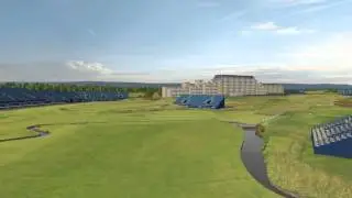Flyover: 1st Hole at the Old Course at St Andrews, venue for the 144th Open (2015)