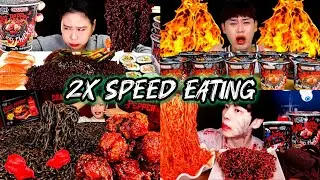 Ghost Pepper Noodles Mukbang | ASMR 2x Speed Eating Show
