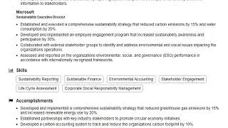 Build a Sustainability Executive Director Resume | ResumeGemini