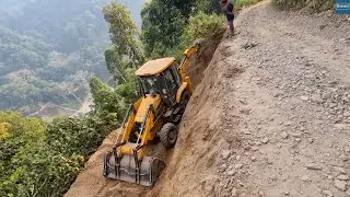 Alternative Road Construction for Extremely Steep OLD Hilly Road with JCB Backhoe