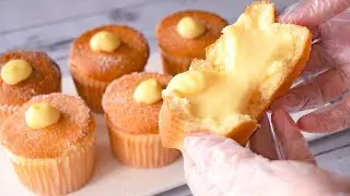 Lava Custard Chiffon Cupcakes | Melts In Your Mouth Hokkaido Cupcakes 北海道杯子蛋糕 | SweetsMin