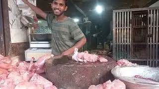 Young Chicken Cutting butcher