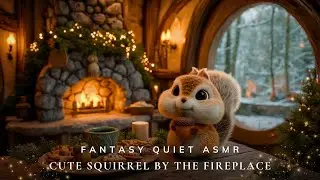 Cute Squirrel by the Fireplace 🐿️ Soft Piano, Nature Sounds & Cozy Study Ambience