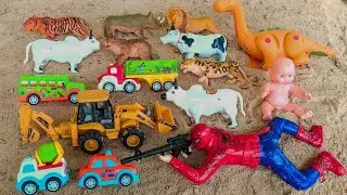 toy animal tigers cow lion bear | spider man toy | jcb toy tractor cng toy cars |