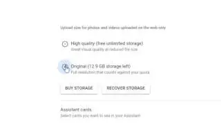 Storage limit in Google photos