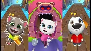 Jugando Talking Tom Gold Run Vs  Angela Vs Hank