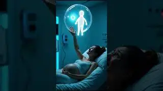 #FuturisticMotherhood#SciFiArt#AIgeneratedScene#HolographicBaby#DigitalWomb#PregnancyInFuture