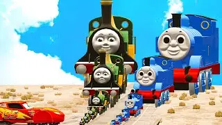 Big & Small Thomas The Train vs Big & Small Emily The Green Engine vs McQueen the Train BeamNG.Drive