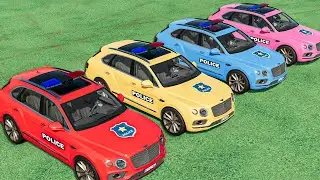 TRANSPORTING 4 COLORS LUXURY POLICE CARS VEHICLES WITH MERCEDES TRUCKS ! FS22