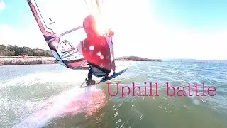 #windsurfing　Uphill battle　It was a tough experience as the wind was strong.