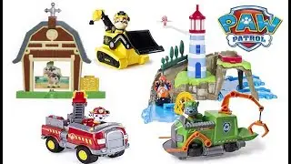 PAW PATROL ROCKY'S BARN RESCUE, RUBBLE'S MISSION BULLDOZER, SKY & ZUMA'S LIGHTHOUSE, ROCKY'S TUGBOAT
