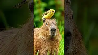 Cute Capybara and bird | #animals #wildanimals #wildlife #capybara #birds