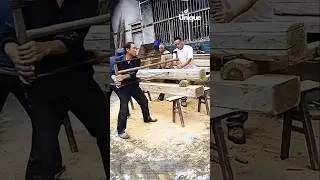 Rural craftsmanship: sawing lumber the old-fashioned way