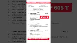 Pharmaceutical Biotechnology Question Paper | Aktu | Bpharm 6th Semester | #shorts #aktushorts #yt