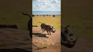 😂 Warthog vs Lion Funny Moments 🦁🐗 Unexpected Showdown #animals #wildlife #funny