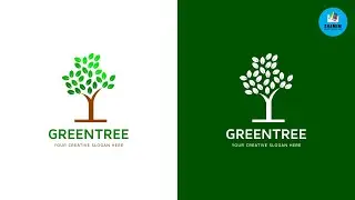 How to Create Green Tree Logo Design in Illustrator Tutorial | Shamim Drawing & Graphic Design