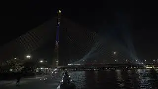 Spectacular Laser & Music Show at Rama VIII Bridge | Vijit Chao Phraya 2025 | 6 Dec '25 Dji Action 4