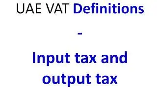 UAE   VAT Definitions   08 Input Tax and output tax