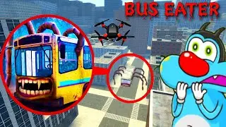 Oggy's Drone Catches BUS EATER Monster In Big City (Garry's Mod sandbox)