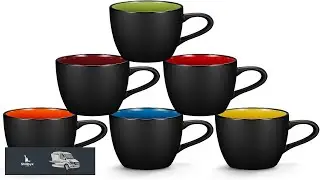 6 Pack Porcelain Coffee Mugs Set 12 Ounces Ceramic Coffee Mugs Matte