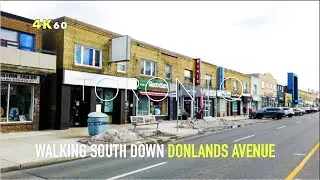 Toronto East York Walk - Through The Little Known Donlands Ave Neighbourhood Commercial Strip - 4K