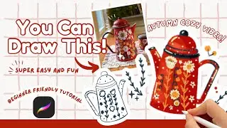 How to Draw A Cute Teapot in Procreate 🌱✨| Easy Step-by-Step Tutorial for Beginners 