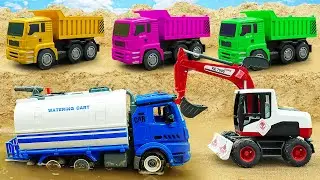 Police Car and Excavator Mission to Save Friends Trapped in the Sand Hole