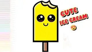 How to Draw Cute Ice Cream with Big Eyes | Easy Ice Cream Drawing for Kids