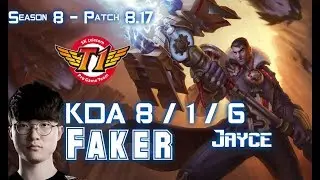 SKT T1 Faker JAYCE vs EKKO Mid - Patch 8.17 KR Ranked