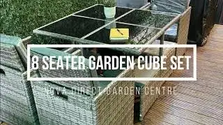 NOVA DIRECT 8 SEATER RATTAN GARDEN CUBE DINING FURNITURE SET - GREY