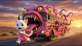 Kitten encounters a mutant school bus monster on the way to school | Part 15👮💥#aicat