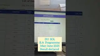 SOL B.A Programme Result Declared May-June 2025 😀 #shorts #dusol #solresult #duresult