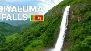Diyaluma Falls Sri Lanka Tropical Rainstorm 4K Drone