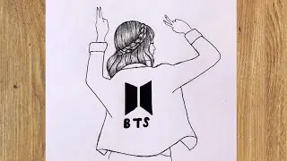 How to draw a girl ( back side ) BTS - Easy Drawing for beginners / Step by Step / Drawing Tutorial