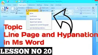 Line number in ms word | hypenation in ms word | Ms Word Part 20 | Full course microsoft