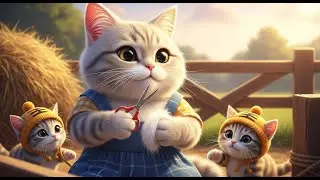 Mama Cat Trims Fur on the Farm and Makes Tiger Hat For Kittens At Home