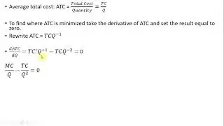 Mathematical Proof: Average Total Cost is Minimized Where MC = ATC