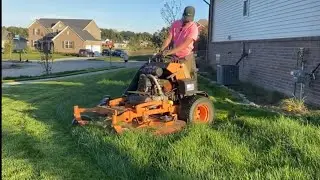 Brand New Sod | First Cut | Extremely Overgrown | Thick Grass | Wet Mowing