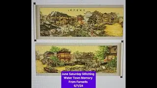 June Saturday Stitching Water Town Memory Stamped Cross Stitch From Fansells 6/1/24