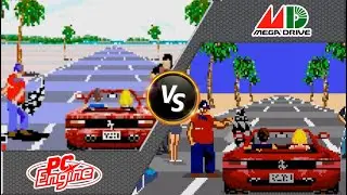 [レトロゲーム] SEGA アウトランのメガドライブ版とPCエンジン版の比較映像. Out Run comparison video (sega genesis vs TurboGrafx16)