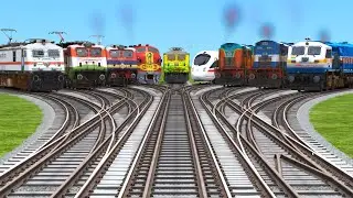 9 TRAINS CROSSING ON DAIMOND RAILROAD TRACKS #beamng #trainsim #railway #railways