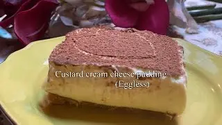 Custard cream cheese pudding~eggless~easy