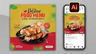 Adobe Illustrator - Menu Instagram Banner Template - Adobe tutotial