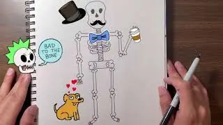 Skeleton drawing fun, how to draw a cartoon skeleton.