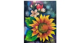 Realistic sunflower drawing with pastel colour . 🌻