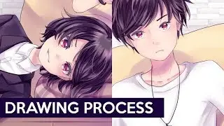 【PaintTool Sai】Gamers (commission) - Drawing Process