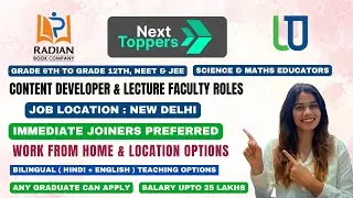 Radian Book Company, Next Toppers & Wise Prep Hirings 2025 | Work From Home Jobs | Latest Jobs 2025