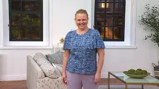 AnyBody Floral Printed Flutter Sleeve Slub Knit Top on QVC