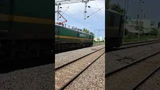 parallel race between Golconda express and Goods train. #railway #train #engine #indiarailway #rail