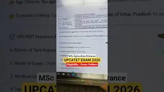 UPCATET MSc Agriculture Entrance 2026 Eligibility and Exam Pattern #upcatet2026